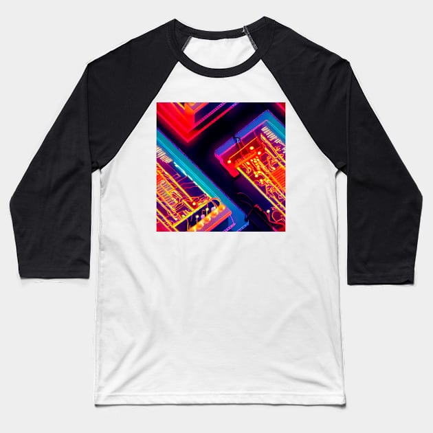 cyberpunk wires circuitboard futuristic electronics Baseball T-Shirt by SJG-digital